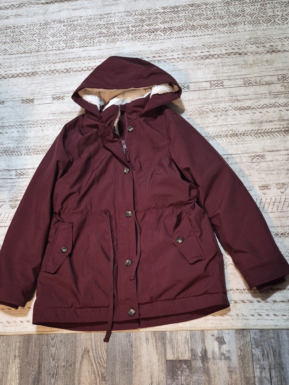 Bluenotes Women's Maroon Hooded Puffer Parka